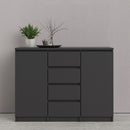 Naia Matt Black Wooden 4 Drawers Sideboard by Lavishway | Sideboards-40889