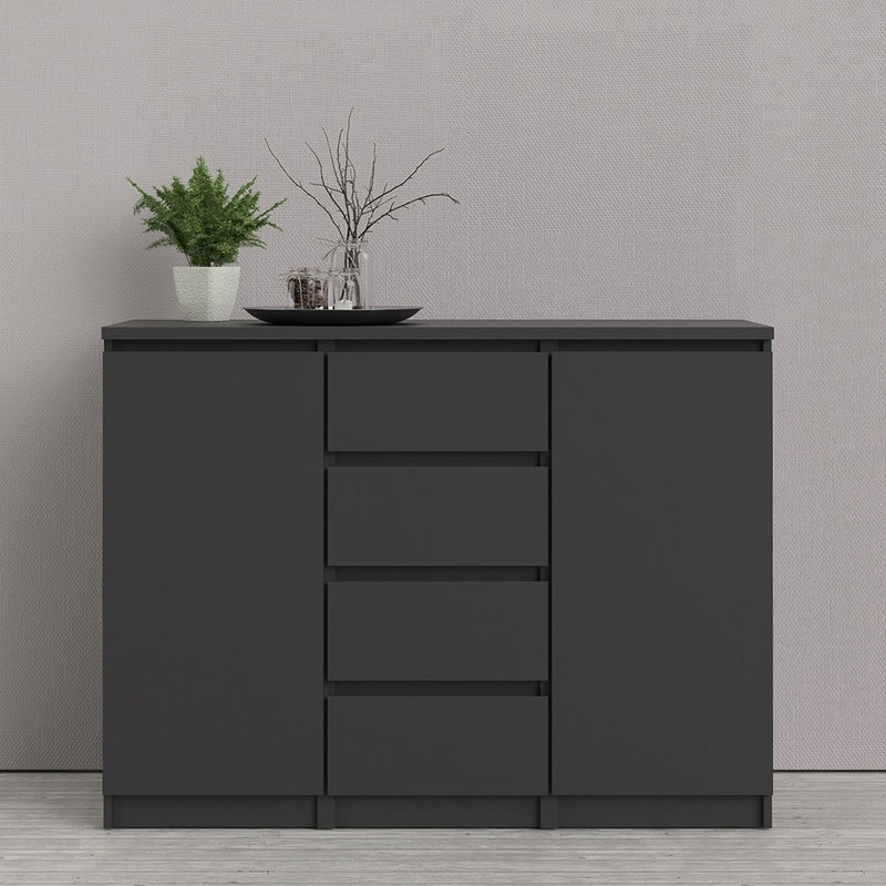 Naia Matt Black Wooden 4 Drawers Sideboard by Lavishway | Sideboards-40889