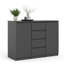 Naia Matt Black Wooden 4 Drawers Sideboard by Lavishway | Sideboards-40893