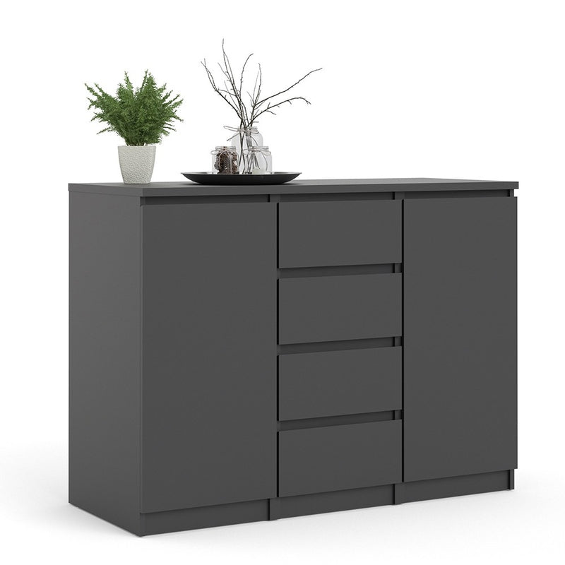 Naia Matt Black Wooden 4 Drawers Sideboard by Lavishway | Sideboards-40893