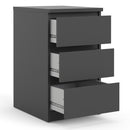Naia Black Matt 3 Drawer Bedside Cabinet by Lavishway | Bedside Tables-41026