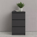 Naia Black Matt 3 Drawer Bedside Cabinet by Lavishway | Bedside Tables-41024