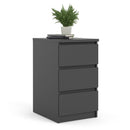 Naia Black Matt 3 Drawer Bedside Cabinet by Lavishway | Bedside Tables-41028