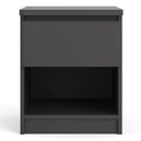 Naia Black Matt 1 Drawer Bedside Cabinet by Lavishway | Bedside Tables-41088