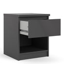Naia Black Matt 1 Drawer Bedside Cabinet by Lavishway | Bedside Tables-41086