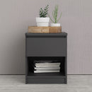 Naia Black Matt 1 Drawer Bedside Cabinet by Lavishway | Bedside Tables-41085