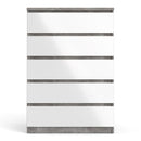 Naia Concrete Grey & White 5 Chest Of Drawers by Lavishway | Chest Of Drawers-40940