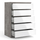 Naia Concrete Grey & White 5 Chest Of Drawers by Lavishway | Chest Of Drawers-40941