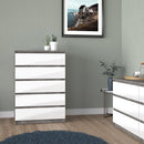 Naia Concrete Grey & White 5 Chest Of Drawers by Lavishway | Chest Of Drawers-40943
