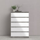 Naia Concrete Grey & White 5 Chest Of Drawers by Lavishway | Chest Of Drawers-40939