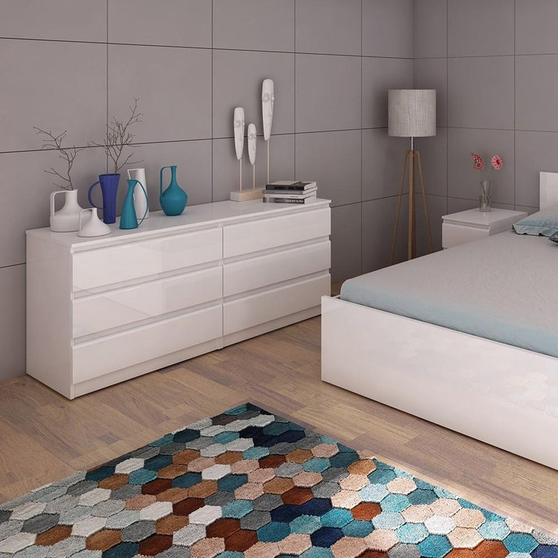 Naia White High Gloss 5 Drawer Chest by Lavishway | Chest Of Drawers-40950