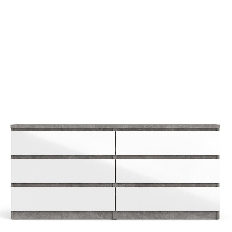 Naia Concrete Grey & White 6 Chest Of Drawers by Lavishway | Chest Of Drawers-40985