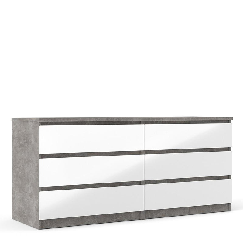 Naia Concrete Grey & White 6 Chest Of Drawers by Lavishway | Chest Of Drawers-40986