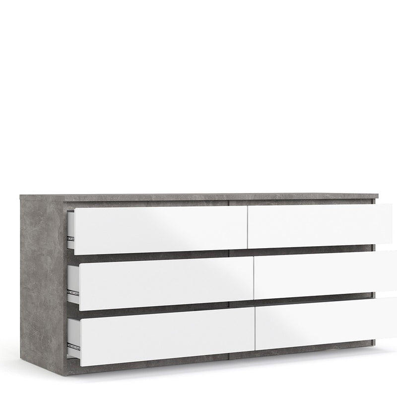 Naia Concrete Grey & White 6 Chest Of Drawers by Lavishway | Chest Of Drawers-40987