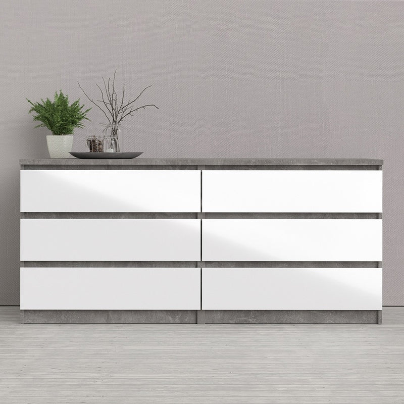 Naia Concrete Grey & White 6 Chest Of Drawers by Lavishway | Chest Of Drawers-40984