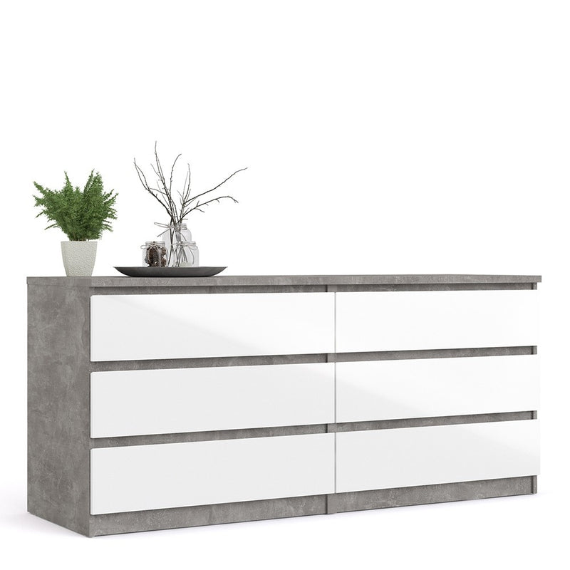 Naia Concrete Grey & White 6 Chest Of Drawers by Lavishway | Chest Of Drawers-40988
