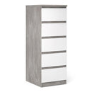 Naia Concrete 5 Drawer Narrow Chest by Lavishway | Chest Of Drawers-41016