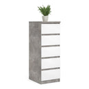 Naia Concrete 5 Drawer Narrow Chest by Lavishway | Chest Of Drawers-41017