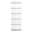 Naia White High Gloss 5 Drawer Narrow Chest by Lavishway | Chest Of Drawers-41023