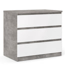Naia Concrete Grey & White 3 Chest Of Drawers by Lavishway | Chest Of Drawers-40964
