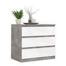 Naia Concrete Grey & White 3 Chest Of Drawers by Lavishway | Chest Of Drawers-40966
