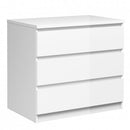 Naia White High Gloss 3 Drawer Chest by Lavishway | Chest Of Drawers-40970