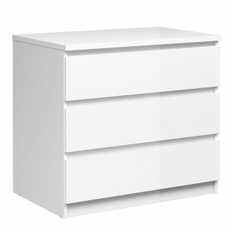 Naia White High Gloss 3 Drawer Chest by Lavishway | Chest Of Drawers-40970