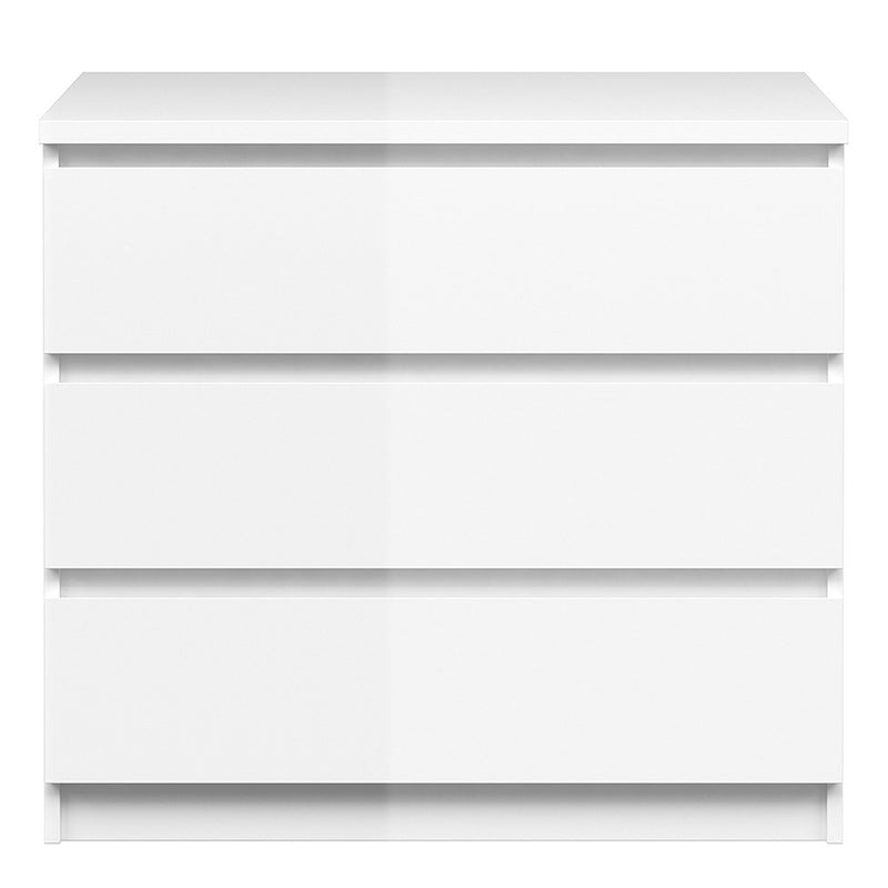 Naia White High Gloss 3 Drawer Chest by Lavishway | Chest Of Drawers-40973