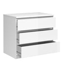 Naia White High Gloss 3 Drawer Chest by Lavishway | Chest Of Drawers-40972