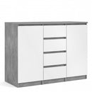 Naia Concrete White Gloss 4 Drawers Sideboard by Lavishway | Sideboards-40900