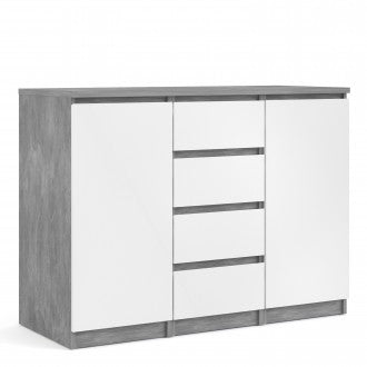 Naia Concrete White Gloss 4 Drawers Sideboard by Lavishway | Sideboards-40900