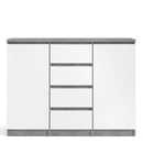 Naia Concrete White Gloss 4 Drawers Sideboard by Lavishway | Sideboards-40899
