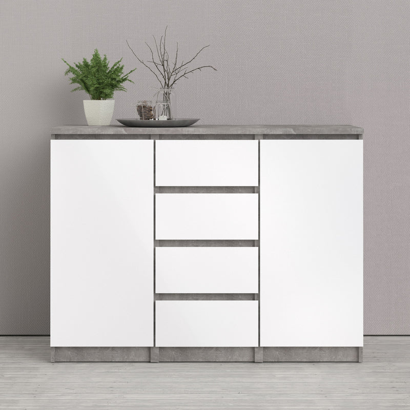 Naia Concrete White Gloss 4 Drawers Sideboard by Lavishway | Sideboards-40898