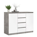 Naia Concrete White Gloss 4 Drawers Sideboard by Lavishway | Sideboards-40902