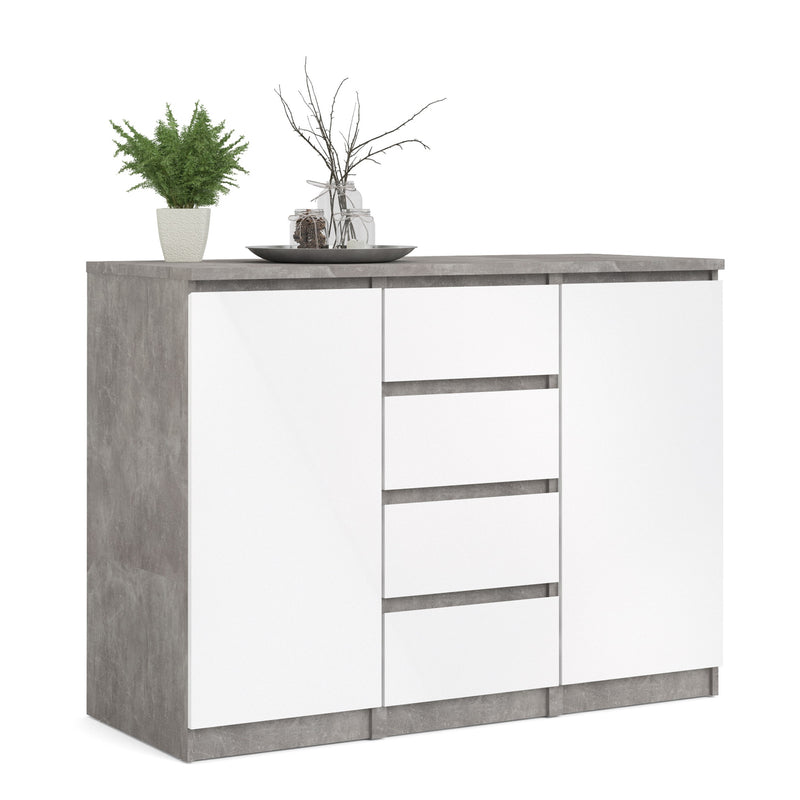 Naia Concrete White Gloss 4 Drawers Sideboard by Lavishway | Sideboards-40902
