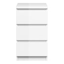 Naia White Gloss 3 Drawers Bedside Cabinet by Lavishway | Bedside Tables-41083
