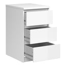 Naia White Gloss 3 Drawers Bedside Cabinet by Lavishway | Bedside Tables-41084