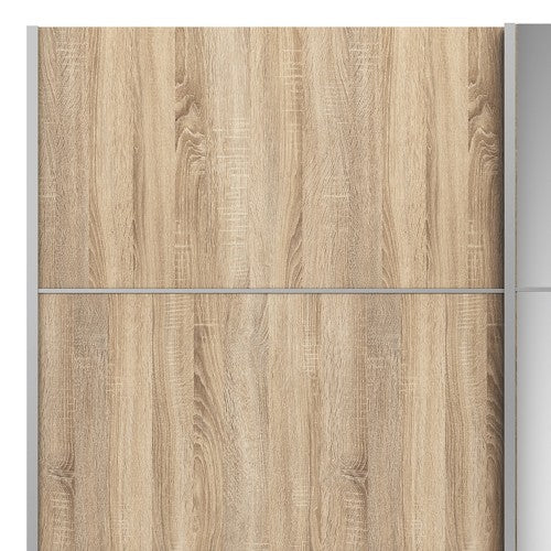 Verona Oak Finish Mirror Sliding Wardrobe by Lavishway | Wardrobe-33190