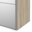 Verona Oak Finish Mirror Sliding Wardrobe by Lavishway | Wardrobe-33193