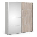 Verona Oak Finish Mirror Sliding Wardrobe by Lavishway | Wardrobe-33194