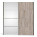 Verona Oak Finish Mirror Sliding Wardrobe by Lavishway | Wardrobe-33197