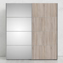 Verona Oak Finish Mirror Sliding Wardrobe by Lavishway | Wardrobe-33192