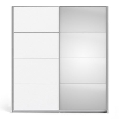 Verona Oak Finish Mirror Sliding Wardrobe by Lavishway | Wardrobe-33169