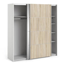 Verona Oak Finish Mirror Sliding Wardrobe by Lavishway | Wardrobe-33186