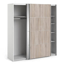 Verona Oak Finish Mirror Sliding Wardrobe by Lavishway | Wardrobe-33198