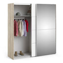 Verona Oak Finish Mirror Sliding Wardrobe by Lavishway | Wardrobe-33219