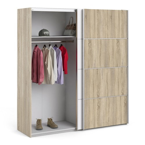 Verona Truffle Oak Finish Sliding Wardrobe by Lavishway | Wardrobe-28680