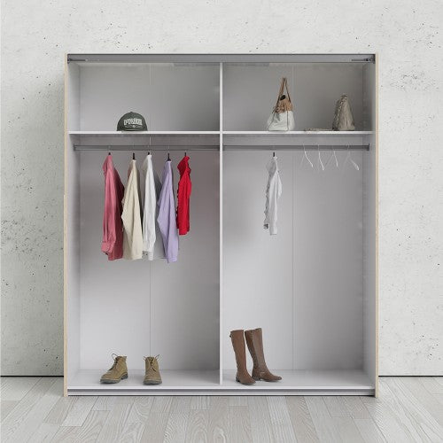 Verona Truffle Oak Finish Sliding Wardrobe by Lavishway | Wardrobe-28683