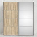 Verona Oak Finish Mirror Sliding Wardrobe by Lavishway | Wardrobe-33179