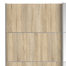 Verona Oak Finish Mirror Sliding Wardrobe by Lavishway | Wardrobe-33232